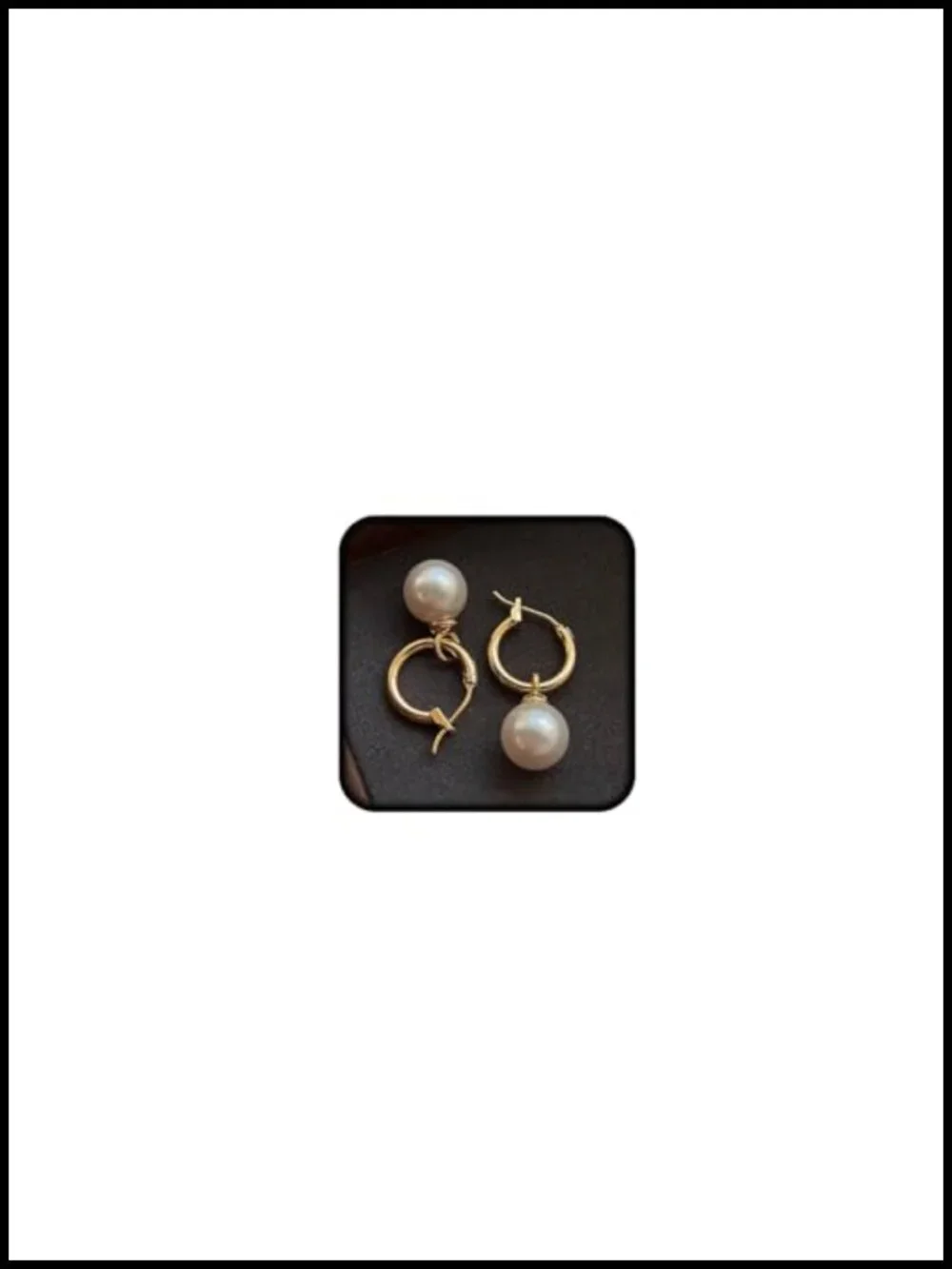 14K Gold Plated Hoop Earrings Simulated Pearl Huggie